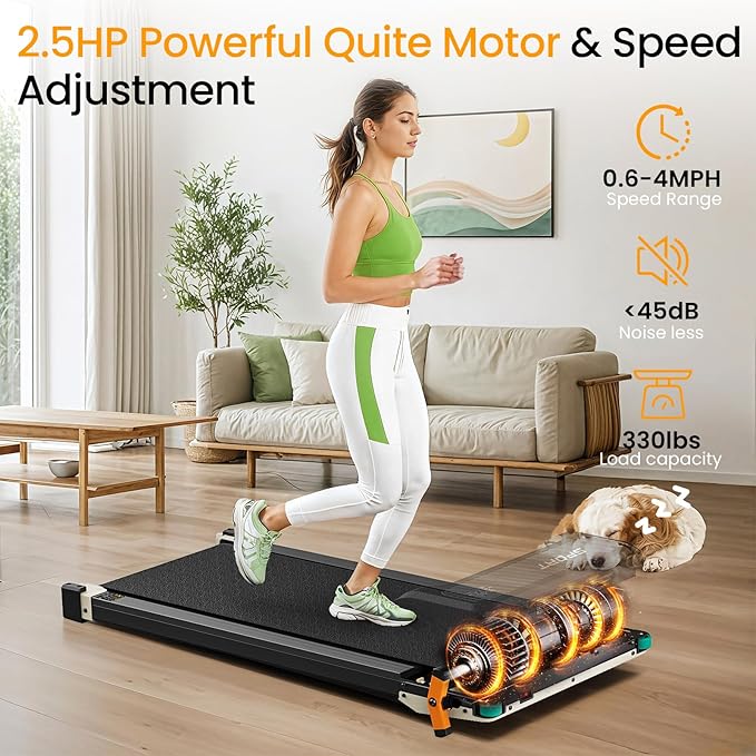 2 Side Walking Pad Treadmill with Incline Massage Function, 2 in 1 Under Desk Treadmills Walking Pad and Foot Massager for Home/Office, Portable Treadmill with Remote Control LED Display