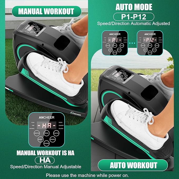 Ancheer Under Desk Elliptical,Ellipse Leg Exerciser for Seniors Fully Assembled, Electric Seated Pedal Elliptical Exerciser with Remote &12 Resistance Adjustable Speed