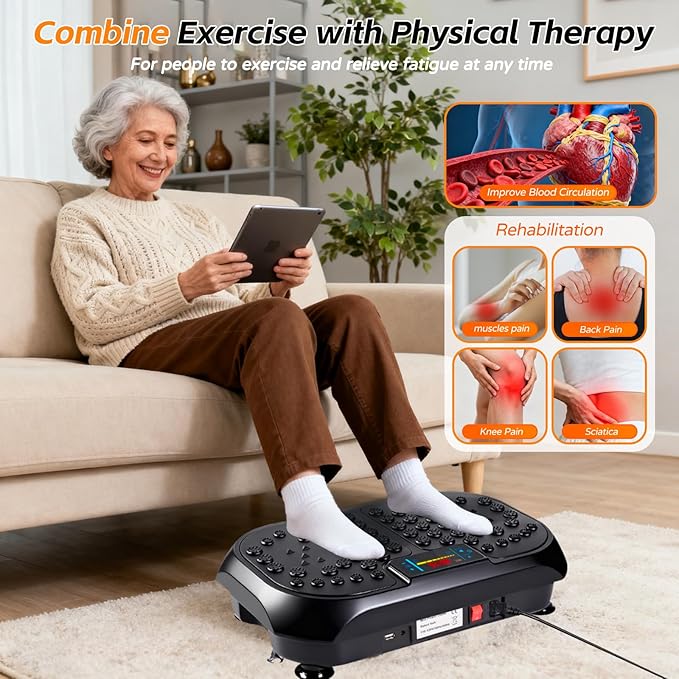 Vibration Plate Exercise Machine, Vibrating Plate for Lymphatic Drainage, Full Body Vibration Plate Fitness Platform Stand Board Shaker, Workout Vibrate Waver Sport Gym Gifts for Weight Loss Women Men