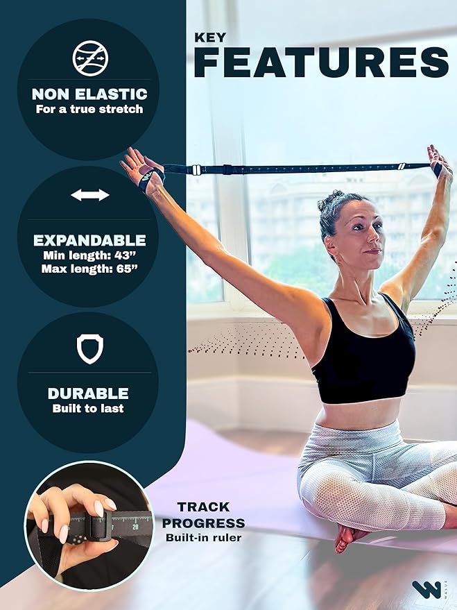 Stretch Bands for Exercise - Non Elastic Posture Corrector, Hunchback Correction, Yoga Strap, Stretching Strap, Stretching Bands, Stretch Strap, Yoga Band, Leg Stretcher Band, Physical Therapy Bands.