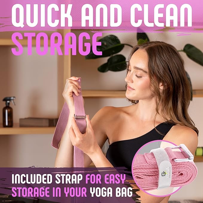 Gradient Fitness Yoga Strap, Friction-Less Easy-Feed Buckle, Super Soft Cotton/Polyester Blend Webbing, Free eGuide. (8 Feet)