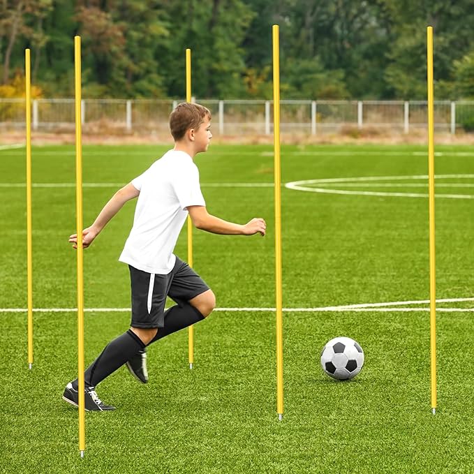 Blulu Training Agility Poles 5ft Forza Slalom Adjustable Soccer Training Poles Soccer Sticks Agility Equipment for Football Sport Football Soccer Speed