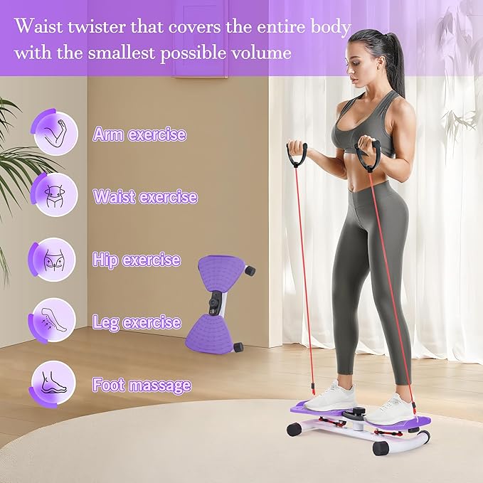 Waist Twister Machine Exercise at Home Workout Equipment for Women AB Twister Board Twist Fitness Tool (Purple and White)