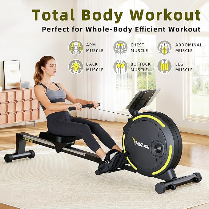 Rowing Machines for Home，Magnetic Rowing Machine，Max 265lbs Weight Capacity, Quiet Rower with Tablet Holder，16 Levels of Resistance