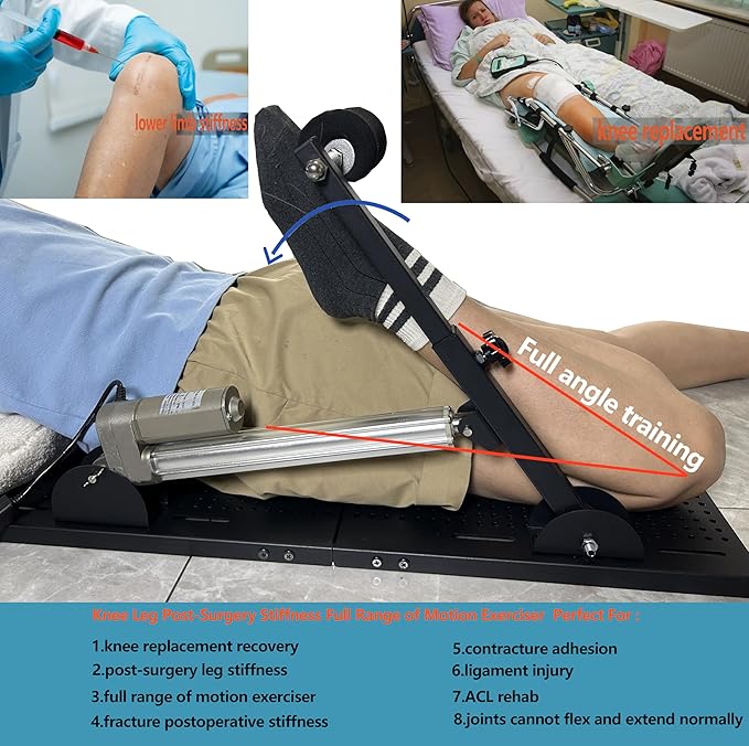 Electric Prone Knee Exerciser with Smart Remote Control for Knee Replacement Recovery Aids Kit Knee Therapy Exercise Strengthening Equipment for ACL PCL MCL,Gender-Neutral(Left/Right Leg Compatible)2