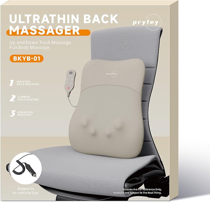 Back Massager, Rolling Up and Down Back Massager with Heat, Back Massage 4D Kneading for Pain Relief Deep Tissue, Ultrathin Shoulder Massager Mother's Day Gift for Women Men Parents, Khaki