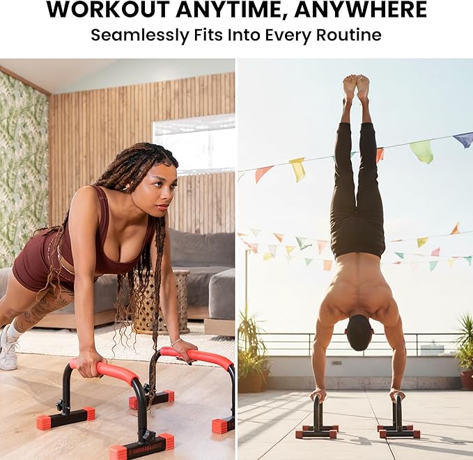 Rubberbanditz Parallette, Parallel Bars & Dip Station | At Home Gym Workout Equipment, L-Sit Bars & Calisthenics Equipment for Home. Perfect for Push Ups, Dips, Handstands & Gymnastics.