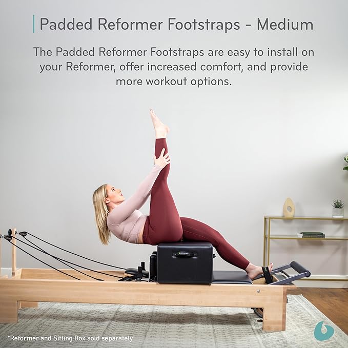 Balanced Body Medium Cotton or Padded Footstrap for Pilates Reformer, Compatible with Studio Reformer XSR or Revo Footbar, Pilates Equipment Accessory, 27.5 Inches