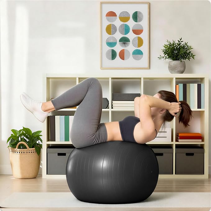 Amazon Basics Anti-Burst Exercise Ball with Pump, 23-26" Diameter