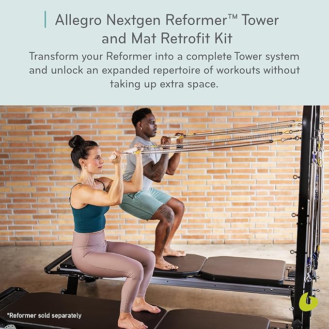 Balanced Body Allegro Nextgen Reformer Tower and Mat Retrofit Kit, Pilates Equipment for Home Use