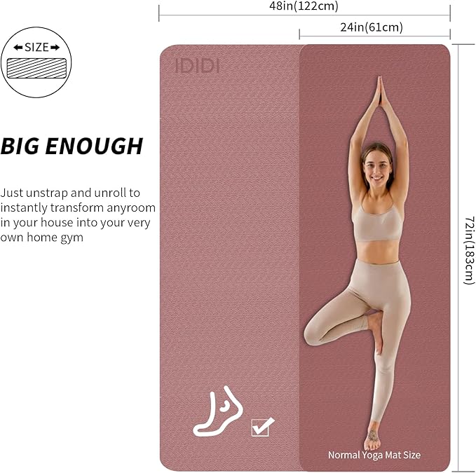 Large Yoga Mat (6'x 4') - Extra Long and Wide Workout Mat for Men and Women,Non-Slip POE 0.32''/0.4'' Thick Fitness Mat, Eco-Friendly, Thick Wide Exercise Mat for Home Workouts,Ideal for Yoga and Pilates.