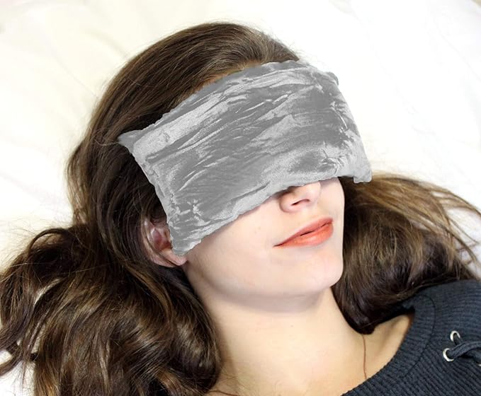 Handmade Luxe Serenity Eye Pillow - All-Natural Flaxseed - Unscented – Weighted Eye Mask for Yoga, Meditation, Hot & Cold Therapy - Silver - TEP-SV