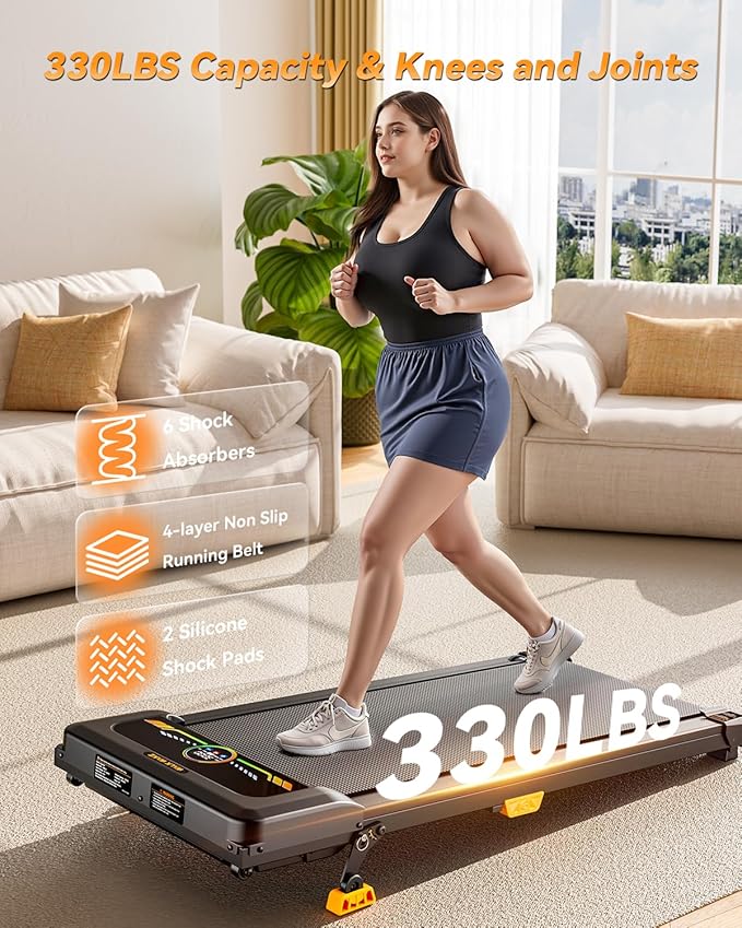 Walking Pad Treadmill, WALKWAKE 8% Incline Walking Pads, Compact Under Desk Treadmill for Home, 330lb Capacity 2.5HP Running Machine for Walking Jogging with LED Display
