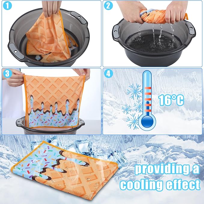 Peryiter 12 Pcs Baseball Ice Cream Drip Cooling Towel Microfiber Absorbent Lightweight Sport Cooling Towel Sweat Sport Rags for Baseball Team Coach Gifts Event Yoga Running Gym(Blue,40 x 12 Inch)