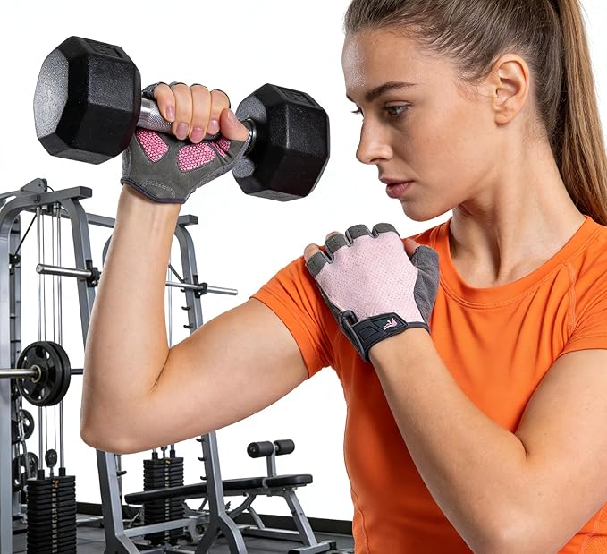 Women's Workout-Cycling-Fingerless-Gloves with Anti-Slip Palm - Breathable Grip Weightlifting Gym Sport Gloves