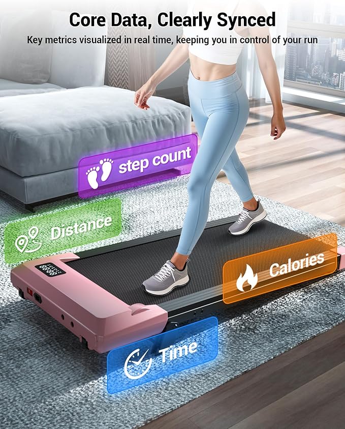 DeerRun Under Desk Walking Pad Treadmill for Home & Office, 6% Manual Incline, 0.6–3.8 MPH Walking Speed, 300 lb Capacity, App & Remote Control