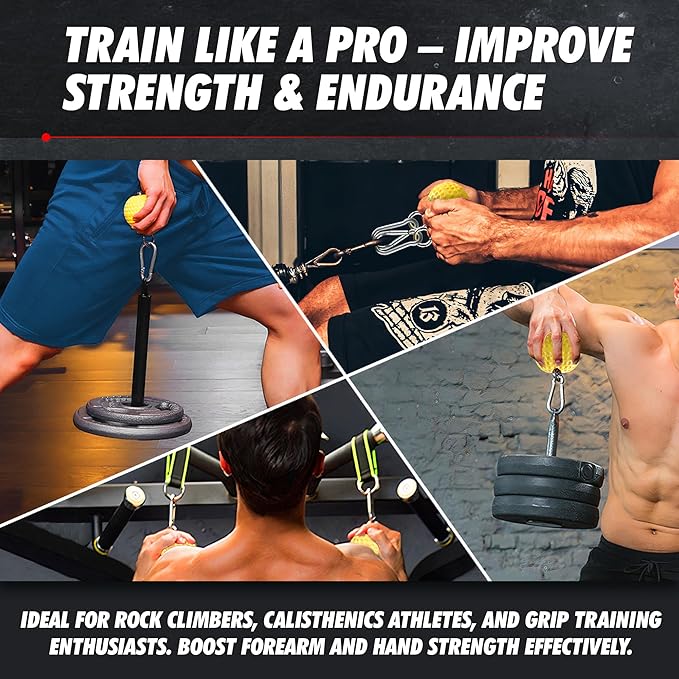 Pull Up Grips Ball – Enhance Grip Strength & Forearm Training – 2.8inch Non-Slip Surface Grip Balls – Includes Carabiners & Straps – Max Load 530lbs – Ideal for Climbing, Calisthenics