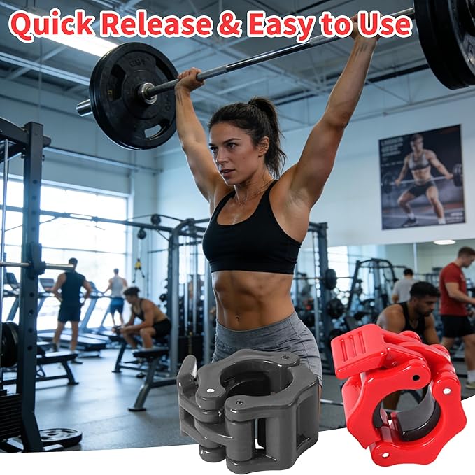 4 Pack Dumbbell Barbell Clamps 30mm, Quick Release Weight Bar Collars, Secure Locking Barbell Clips for Weightlifting, Workout, Strength Training & Fitness Accessories