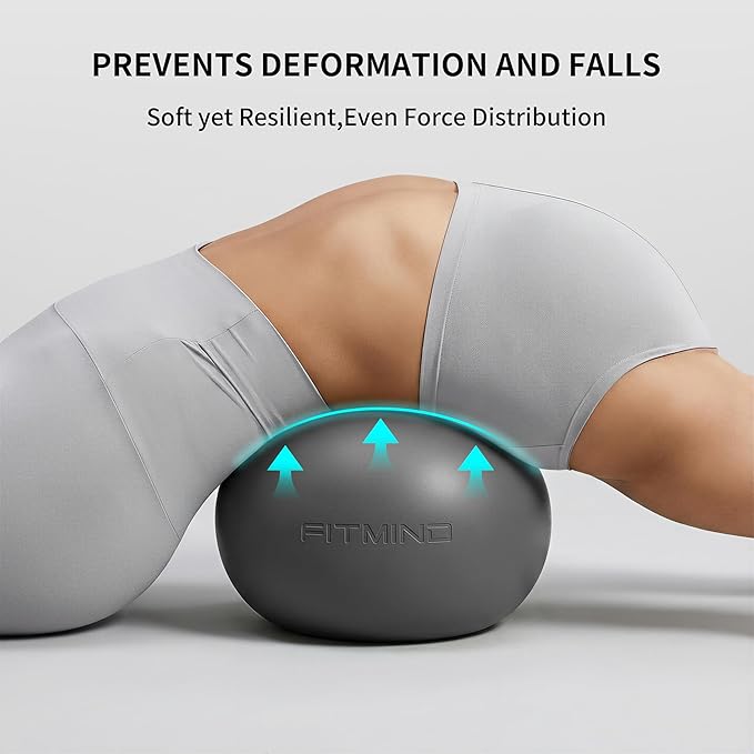 Pilates Ball 8 inch, Small Yoga Ball Extra Thick, Mini Pilates Ball with Pump, Non-Slip Surface Small Exercise Ball for Physical Therapy, Stretching, Strength & Core Training