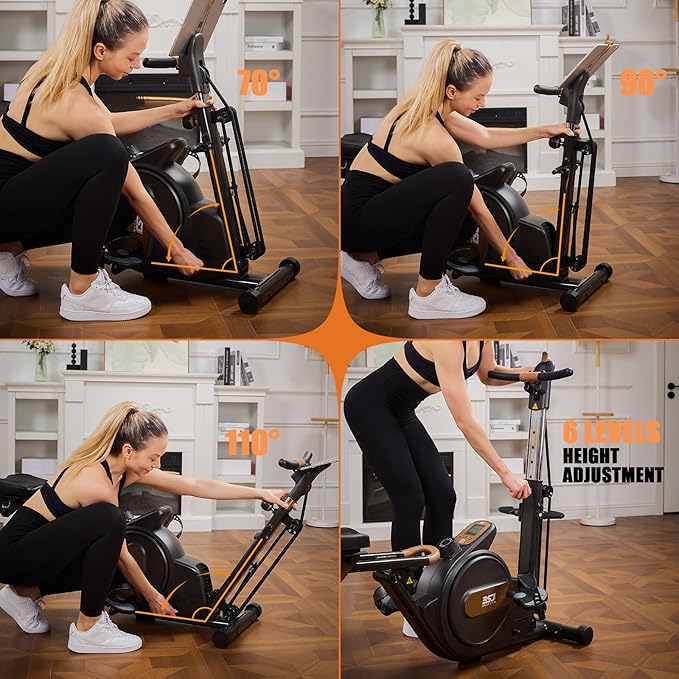 Rowing Machine for Home, 3 in 1 Magnetic Rower with 6-Level Height Adjustable, LCD Monitor & Phone Holder, APP Compatible, Folding Design, 350LBS Weight Capacity for Full-Body Workout