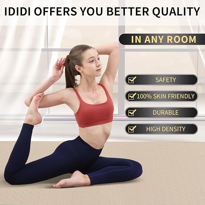 Large Yoga Mat (6'x 4') - Extra Long and Wide Workout Mat for Men and Women,Non-Slip POE 0.32''/0.4'' Thick Fitness Mat, Eco-Friendly, Thick Wide Exercise Mat for Home Workouts,Ideal for Yoga and Pilates.