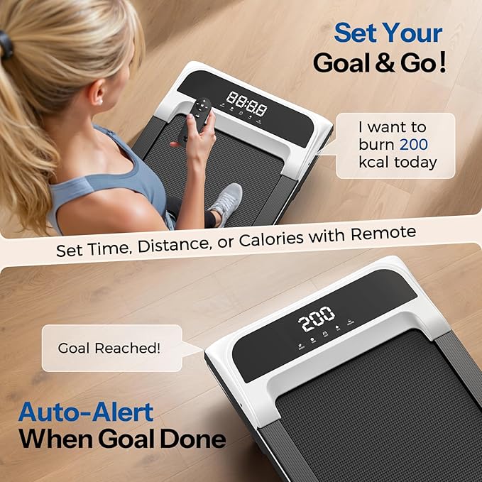 Niceday Walking Pad Treadmill with 10% Auto Incline, 400lbs Capacity, Under Desk Treadmill for Home Office, 16.5" Widened Running Belt, 3HP Super Quiet Brushless, Magnetic Remote & Preset Goals