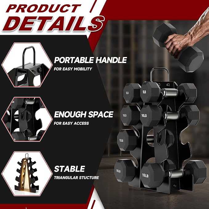 Dumbbell Rack Stand Only,Small Weight Rack,4Tier Compact A-Frame Dumbbell Rack With Handle,Weight Holders For Free Weights,Weight Tree Rack For Women Home Gym(Dumbbells not included)