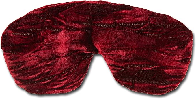 Handmade Opulence Yoga Eye Pillow - Weighted Flaxseed Fill, Lavender Aromatherapy, Satin & Velvet, Adjustable Strap - Ideal for Meditation & Restful Sleep - Ruby Red - TEMFL-RD