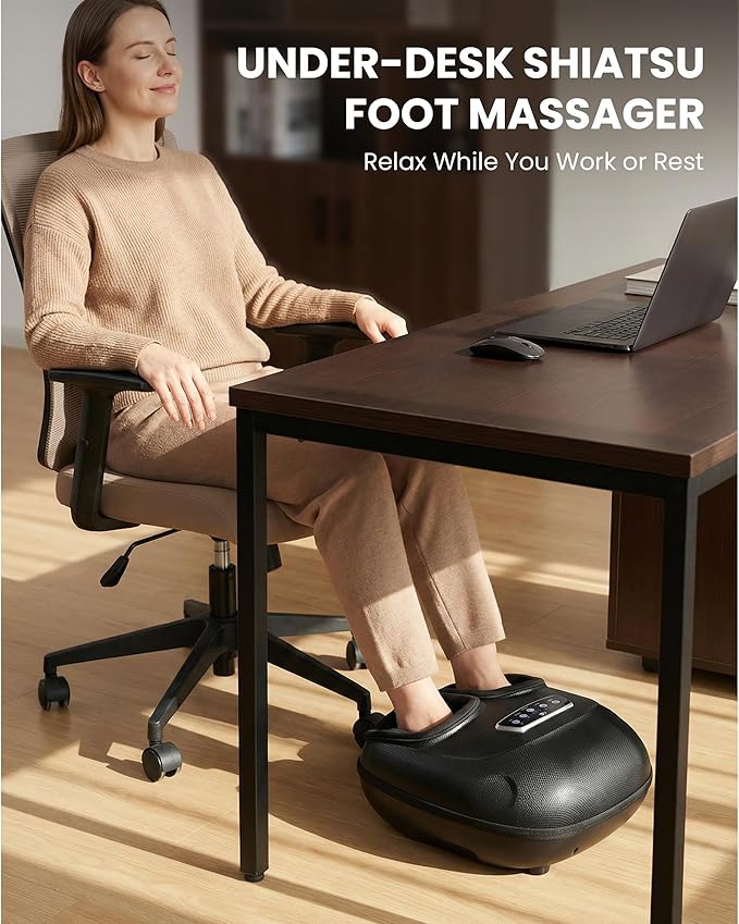 CILI Foot Massager with Heat, Shiatsu Foot Massager for Pain Relief & Plantar Fasciitis, Electric Heated Feet Massager with Kneading, Compression & Vibration, Washable Sleeve, FSA Eligible HSA