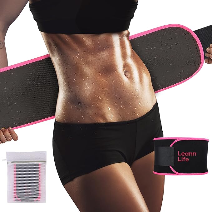 Waist Trimmer Belt – One Size 52″ Fits All Women & Men, Premium Neoprene Sweat Waist Trainer for Workout & Fitness