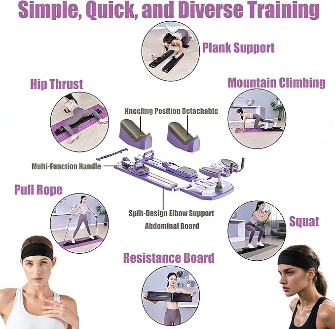 Reformer Pilates Board for Home Workout Foldable Mini Reformer Pilates Machine with ,Mountain Climbing Crawl Exercise, Lightweight & Portable for Indoor Outdoor Training.