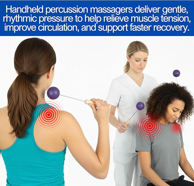 Bongers Handheld Percussion Massage Tool – Deep Tissue Trigger Point Tapping Sticks for Whole Body Pain Relief & Muscle Relaxation (Purple Passion)