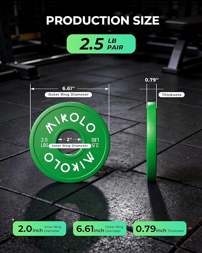 Mikolo Change Weight Plates 1.25LB 2.5LB 5LB Set Fractional Plates Set Bumper Plates for Cross Training Fit 2 Inch Barbells Strength Training Weight Plates
