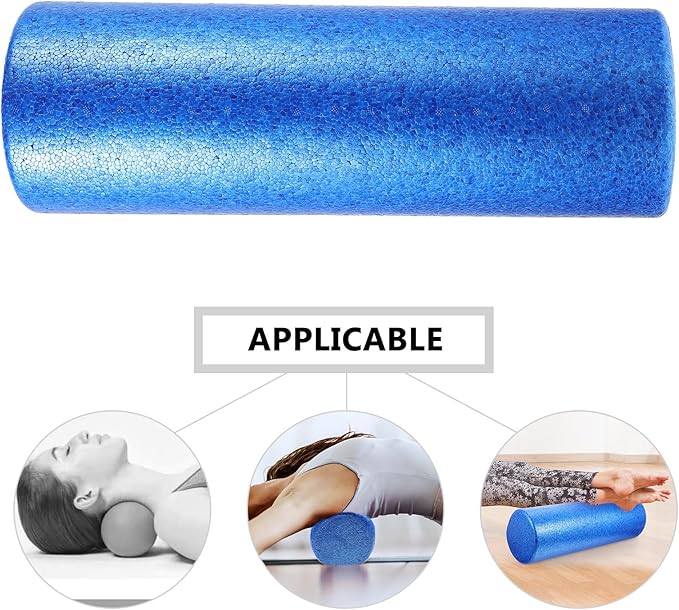 Totority Muscle Relaxation Roller Yoga Column Massager Epp Foam Roller 45x15cm Blue Back for Fitness Physical Therapy and Deep Tissue Massage