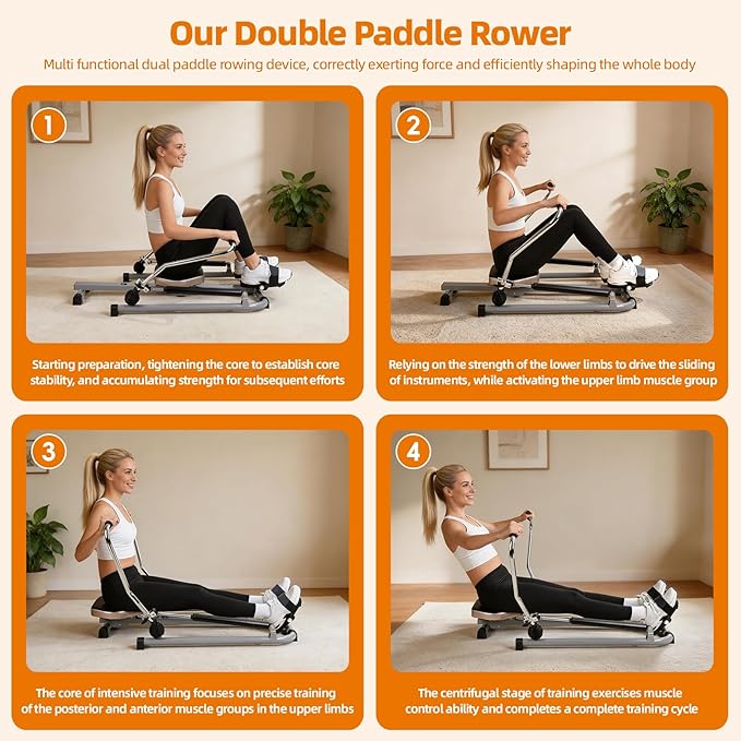 New Home Rowing Machine, Hydraulic Rower with LCD Monitor, Adjustable Resistance up to 110LBS & Large Cushioned Seat, 265LBS Quiet Rowing Machine for Aerobic Exercise Fitness