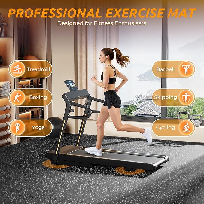 PRAISUN 0.6" Thicker Rubber Top Gym Flooring for Home Gym, 12 Pcs 48 Sq Ft Workout Mats, Exercise Mat, Interlocking Rubber Floor Mats with High Density EVA Foam for Garage, 24 x 24in, Black/Grey