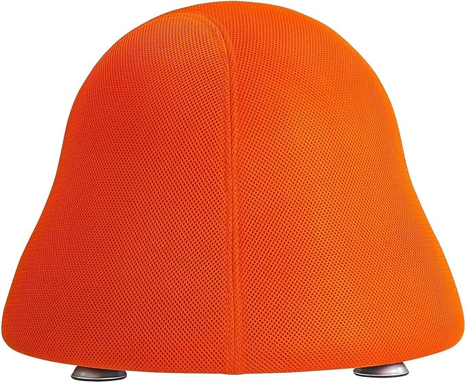 Pemberly Row Low Profile Vinyl Upholstered Ball Chair, Orange Finish, Powder Coated Legs, Anti-Burst Stability Ball, Supports up to 250 lbs, Active Seating for Office or Kids Use