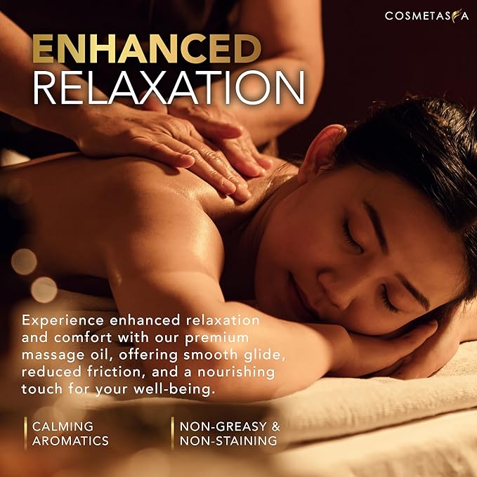 Cosmetasa Lavender Massage Oil for Massage Therapy with Hot Stones – Natural, Cruelty-Free & Spa Quality Skin Therapy Oil & Soothing Care – Lavender, Geranium & Grapeseed Oil (8.8 oz)