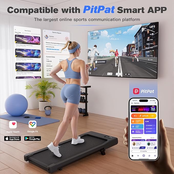 Walking Pad, 6% Walking Pad with Incline, No-Assembly Walking pad Treadmill with APP and Remote Control, LED Display, 2.5 HP Quiet Under Desk Treadmills, 300 lbs Capacity