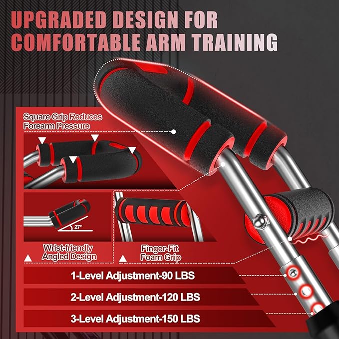 2025 Pro Twister Arm Trainer, 90-150lbs Adjustable Power Twister Bar, Chest Shoulder Arm Workout Equipment, Portable Detachable Upper Body Fitness Machine for Home & Gym