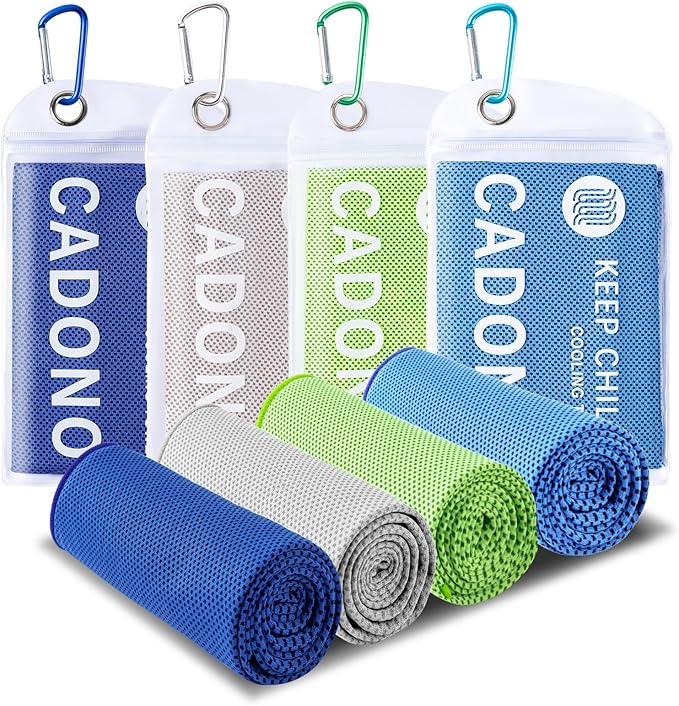 4 Pack Cooling Towel (40"x12"), Soft Breathable Chilly Towel, IceTowel, Microfiber Towels for Yoga, Sport, Running, Workout,Gym, Camping, Fitness, Workout & More Activities(Multicolor)