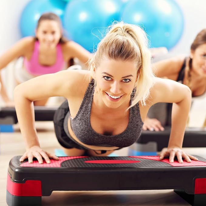 BalanceFrom Aerobic Step Platform Trainer with Adjustable 3-Level Risers, 400 Pound Weight Capacity – Non-Slip Exercise Stepper for Cardio, Strength, and Fitness Workouts at Home or Gym