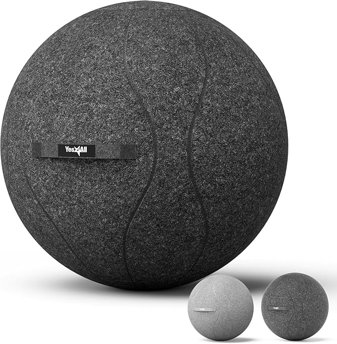 Yes4All Exercise Office, 400lbs Capacity Anti-Burst Yoga Weight Self-Standing Sitting Ball Chair with Hidden Seam Cover Convenient Handle & Pump Included, Standard, Dark Gray