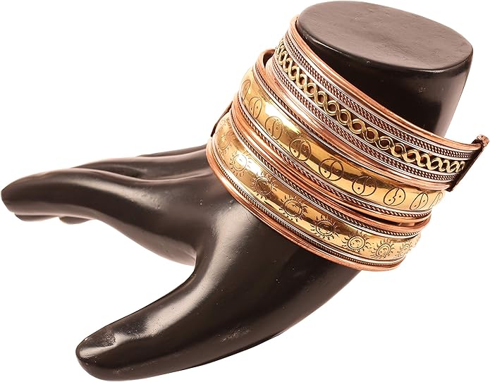 Copper Bracelet Tibetan Style. Hand Forged with Solid and High Gauge Copper Jewelry Cuff for Women Men. Combo of Different Designs
