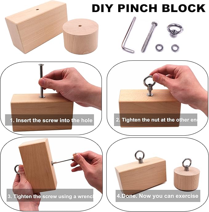 Wooden Pinch Block Grip Workout Climbing Power Grip Forearm Finger Exerciser Strength Training Strengthener Equipment