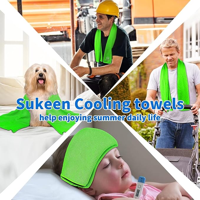 Sukeen 12 Pack Cooling Towel (40"x12"), Ice Towel Sets,Soft Breathable Chilly Towel,Microfiber Towel for Yoga,Sport,Running,Gym,Workout,Camping,Fitness,Workout