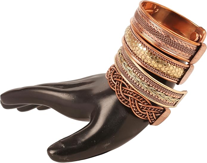 Copper Bracelet Tibetan Style. Hand Forged with Solid and High Gauge Copper Jewelry Cuff for Women Men. Combo of Different Designs