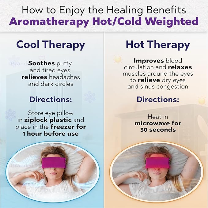 The Asli Co. [7 Packs] 2 in 1 Hot & Cool Therapy Handmade Eye Pillow (Dark Plum) Filled with 100% Natural Organic Flax Seeds & Lavender - Soothing and Calming Scent for Relaxation & Deep Sleep