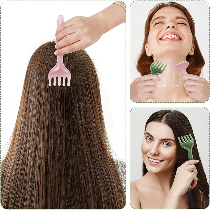 2Pcs Head Massager Manual Hair Scalp Massager Gua Sha Five Claw Massage Tool Comb Portable Handheld Resin Relax Tool for Father's Day Mother's Day Gifts (Pink Purple; Green)