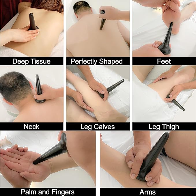 Master Massage TitanGrip Basalt Nail Shape Hot Stone – Therapeutic Tool for Deep Tissue, Trigger Point, and Acupressure Massage for Relaxation and Reflexology (1 Piece)